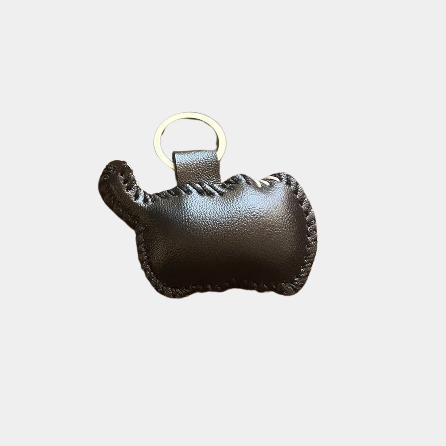 Handmade Leather Cat Keychain with flower