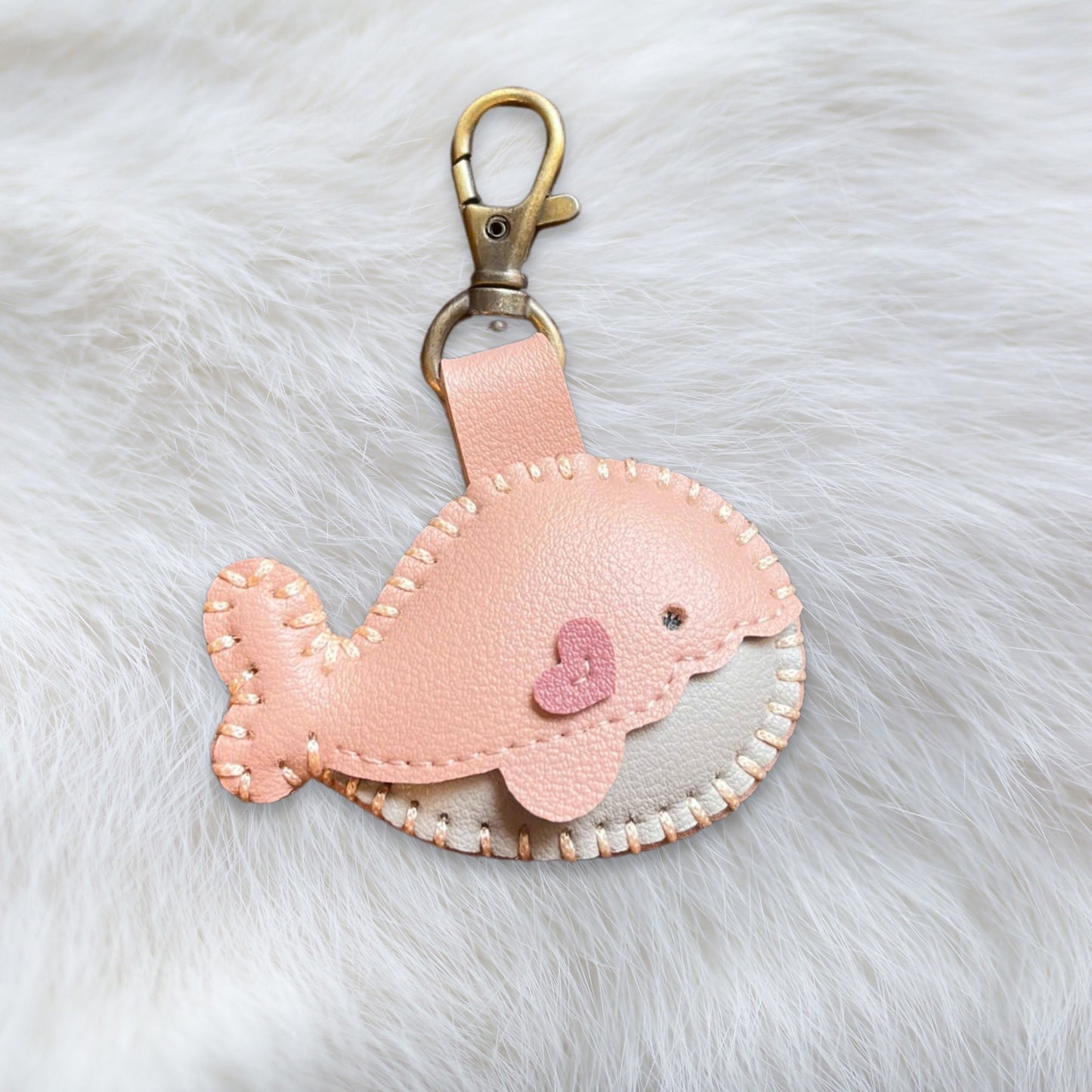 Handmade Leather Whale Keychain