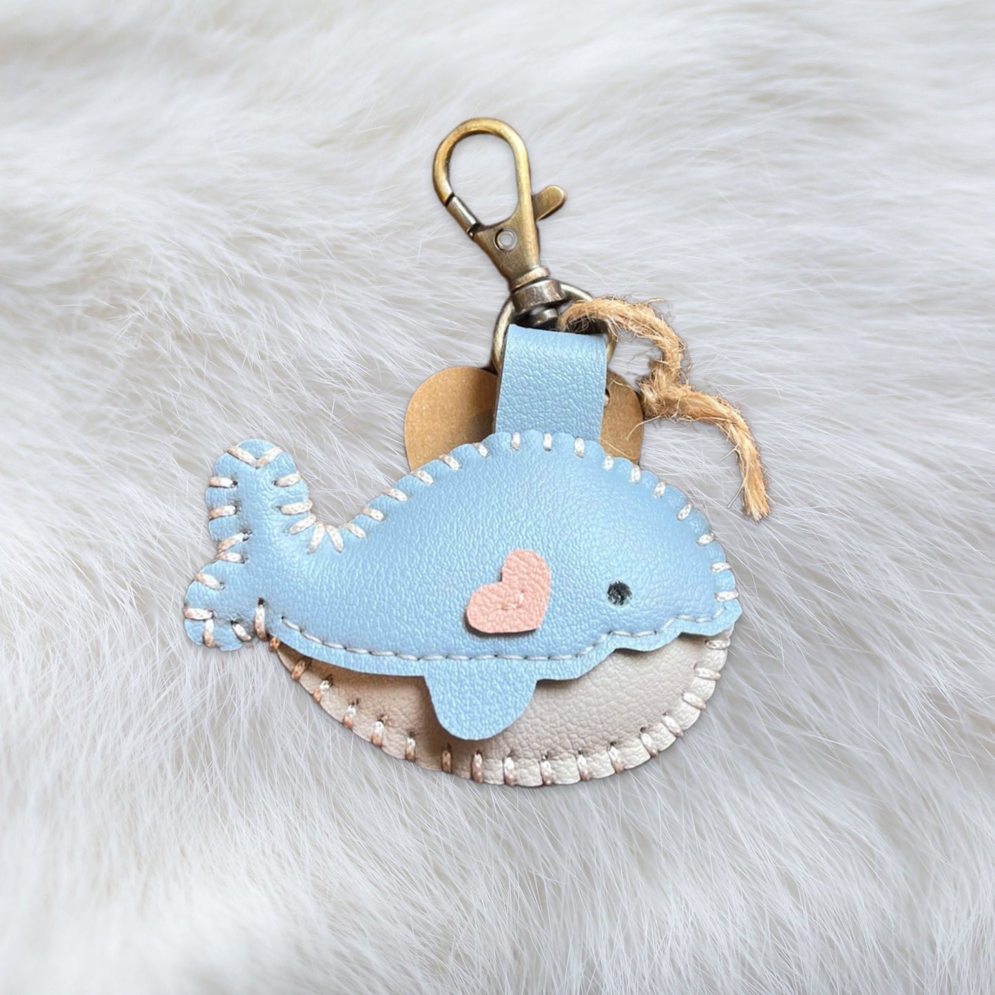Handmade Leather Whale Keychain