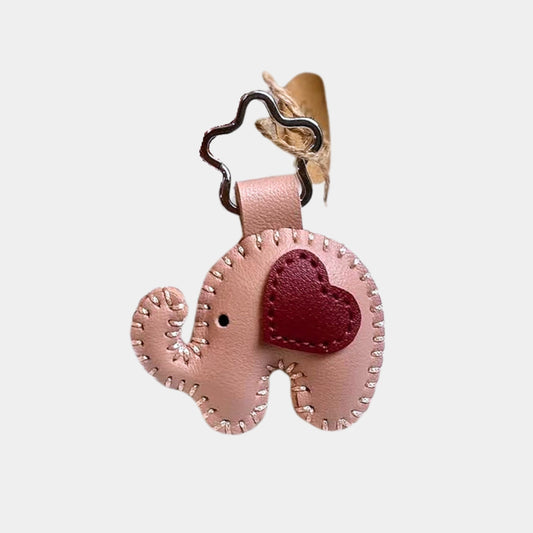 Handmade Leather Elephant Keychain – With Heart Detail