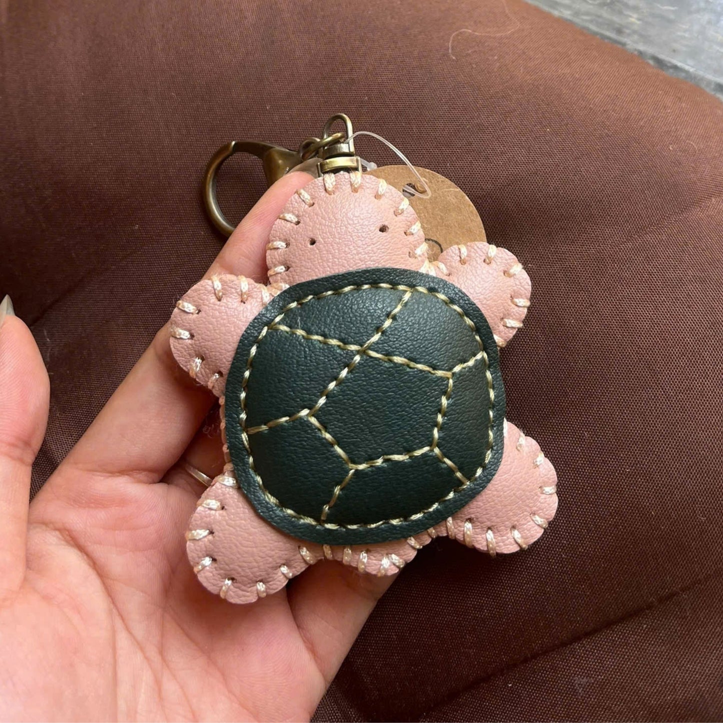 Handcrafted Leather Turtle Keychain