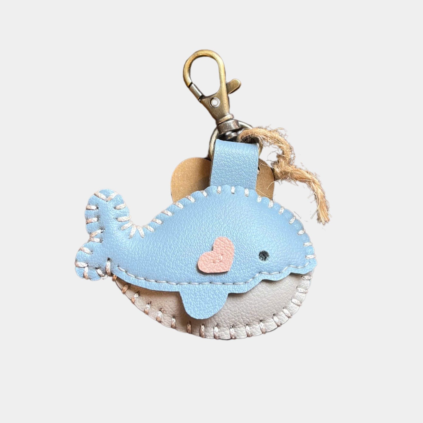 Handmade Leather Whale Keychain
