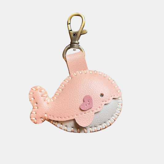 Handmade Leather Whale Keychain