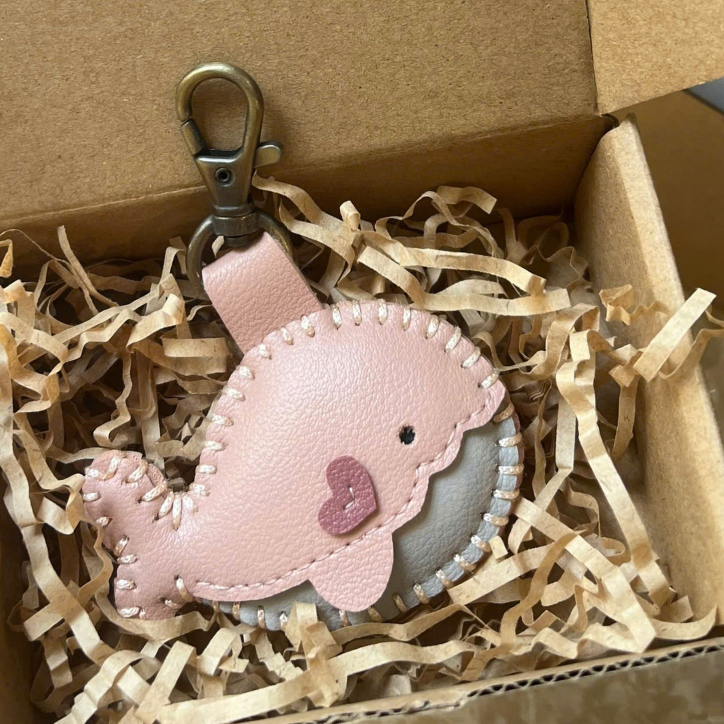Handmade Leather Whale Keychain