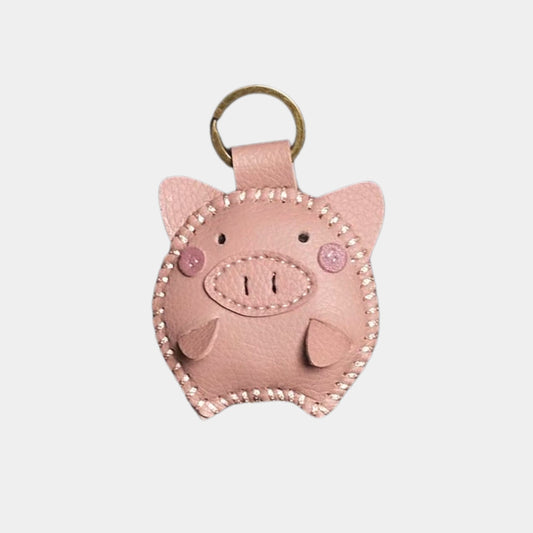 Handmade Leather Pig Keychain