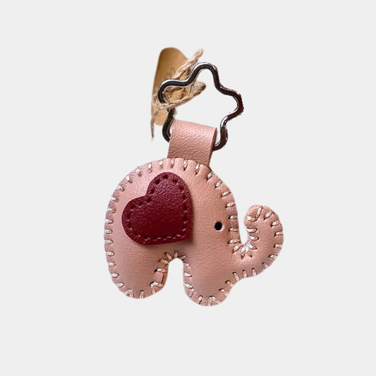 Handmade Leather Elephant Keychain – With Heart Detail